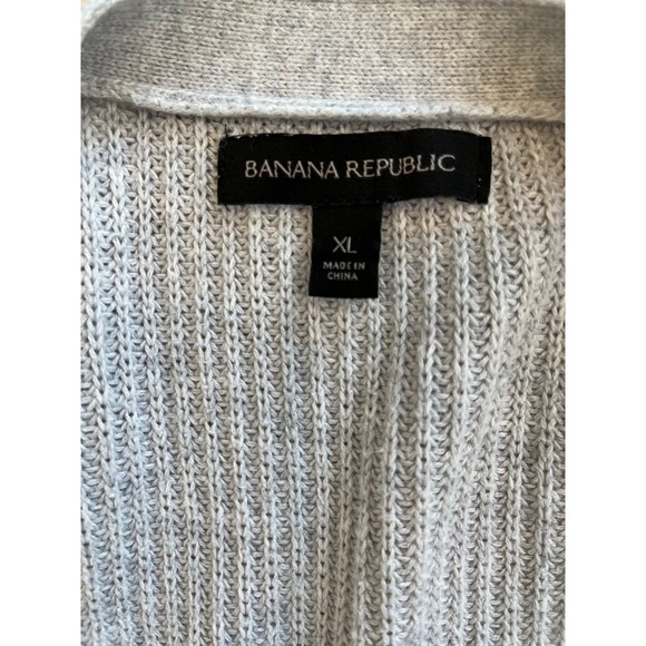 Banana Republic women's Gray Black Striped Ribbed Button Front Longline XL sweat - Picture 5 of 6